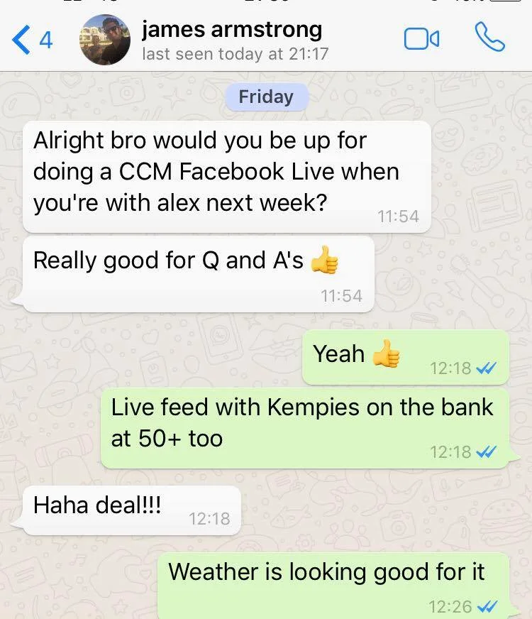 True to his word! Kev's prophetic messages to James Armstrong
