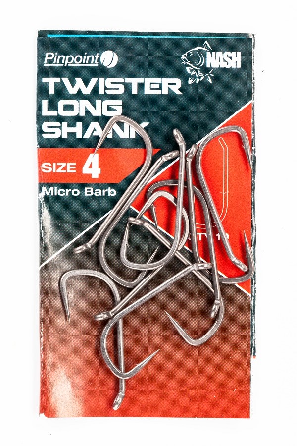 Nash Pinpoint Twister Long Shank Carp Fishing Hooks 