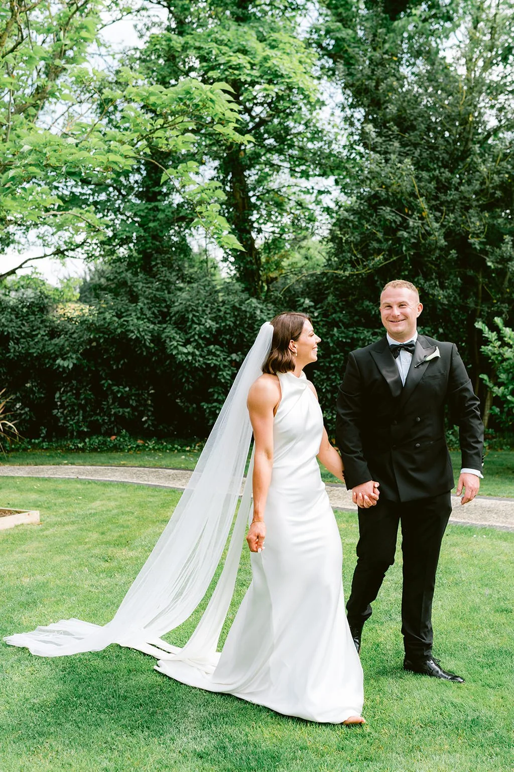 The Rabbit Hotel wedding day, NI wedding venue, exclusive wedding venue Northern Ireland (77) outdoor space and gardens, outdoor couples portraits at the Rabbit hotel, The Loft bride and groom.jpg