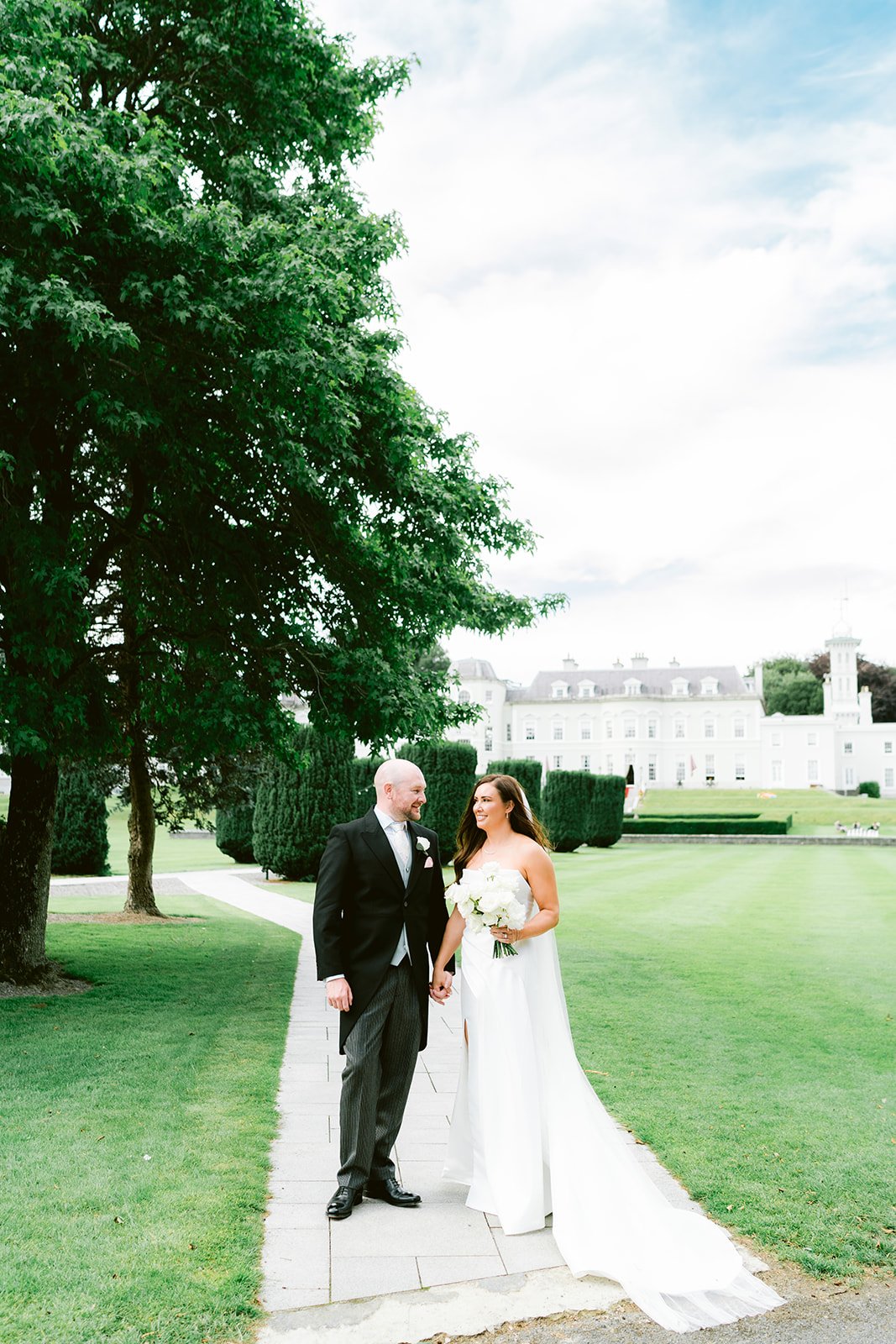 Bride and groom portraits on the grounds of The K Club Ireland, romantic couple photography in Dublin