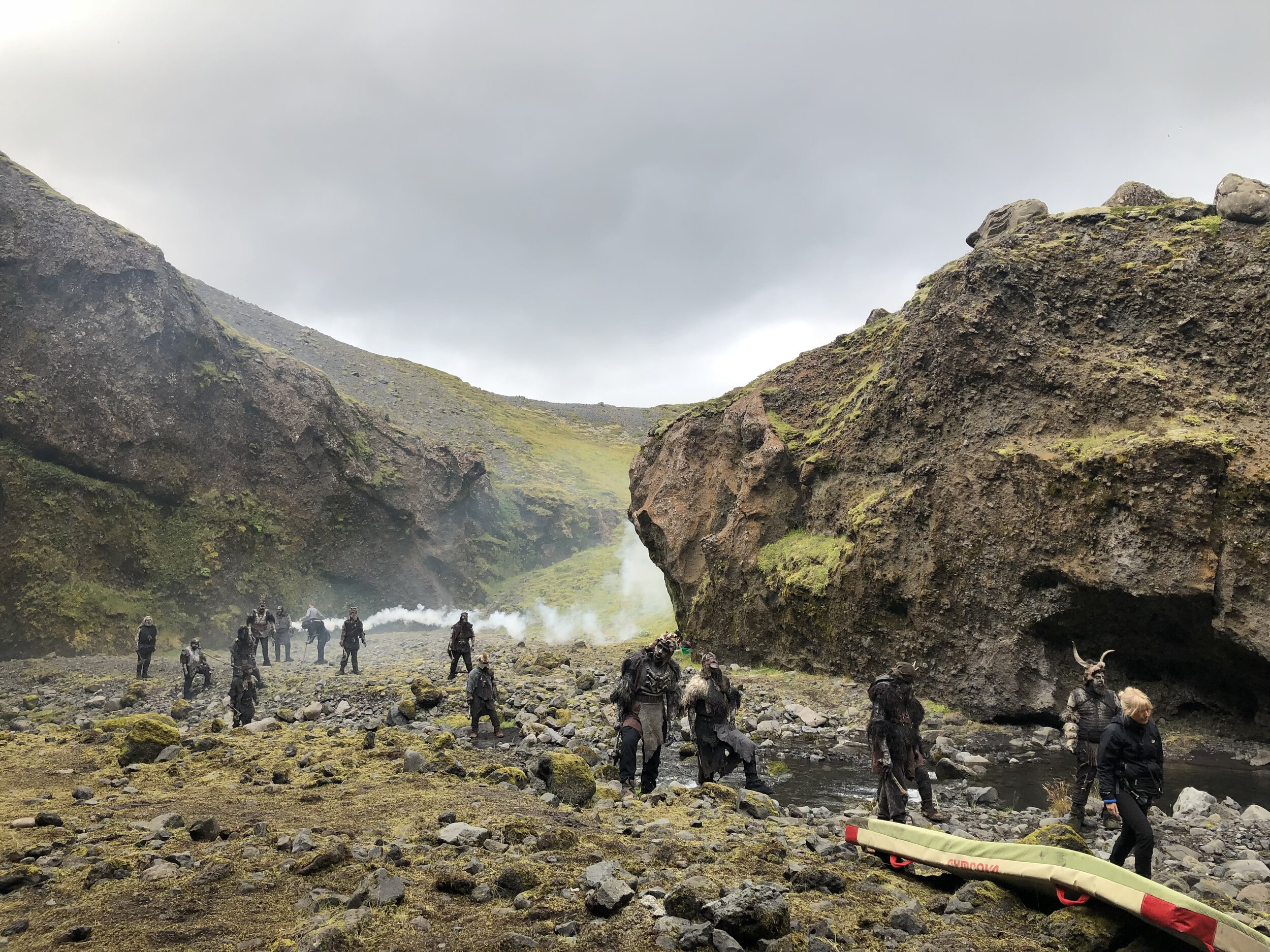 On location in Iceland with some of our extras in the backround.