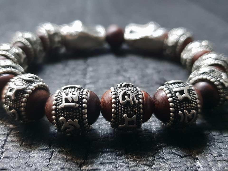 Natural Stone & Rosewood Diffuser Bracelet with Cross