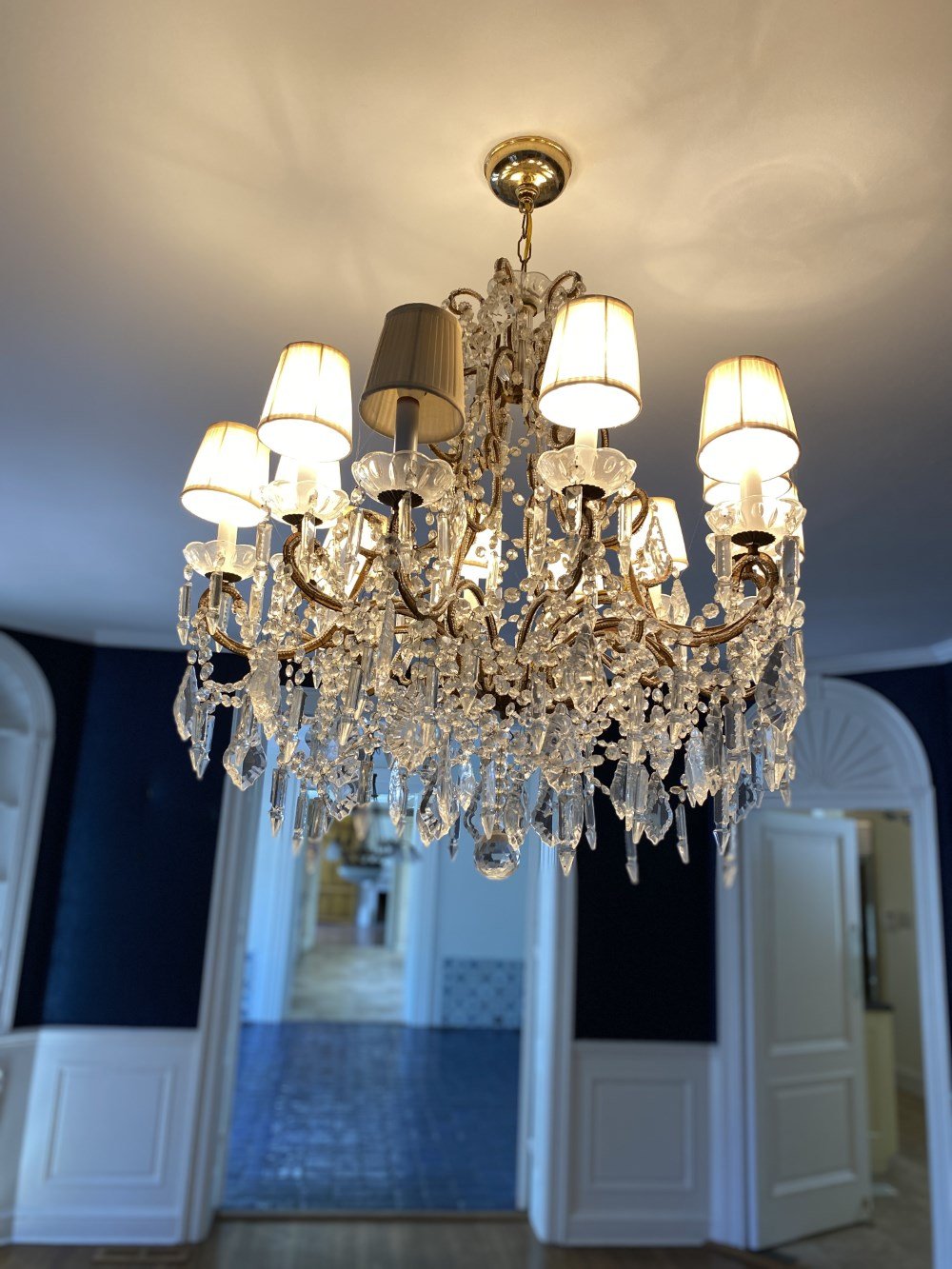 12 Arm French Antique Crystal Chandelier (5).jpeg