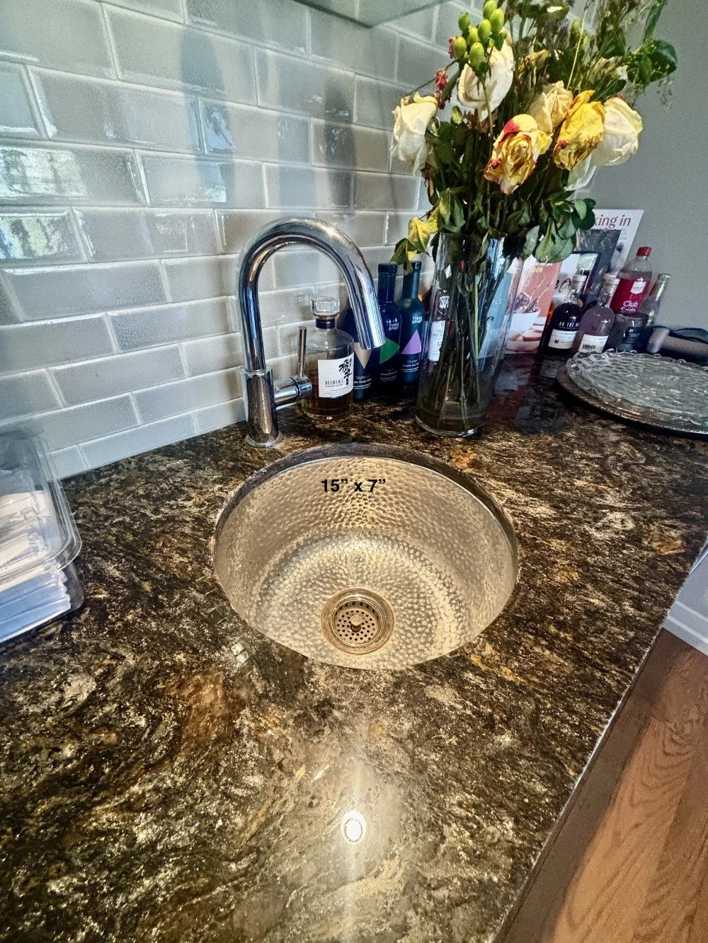Hammered Copper BarPrep Sink with Faucet & Granite Countertop (1).jpeg