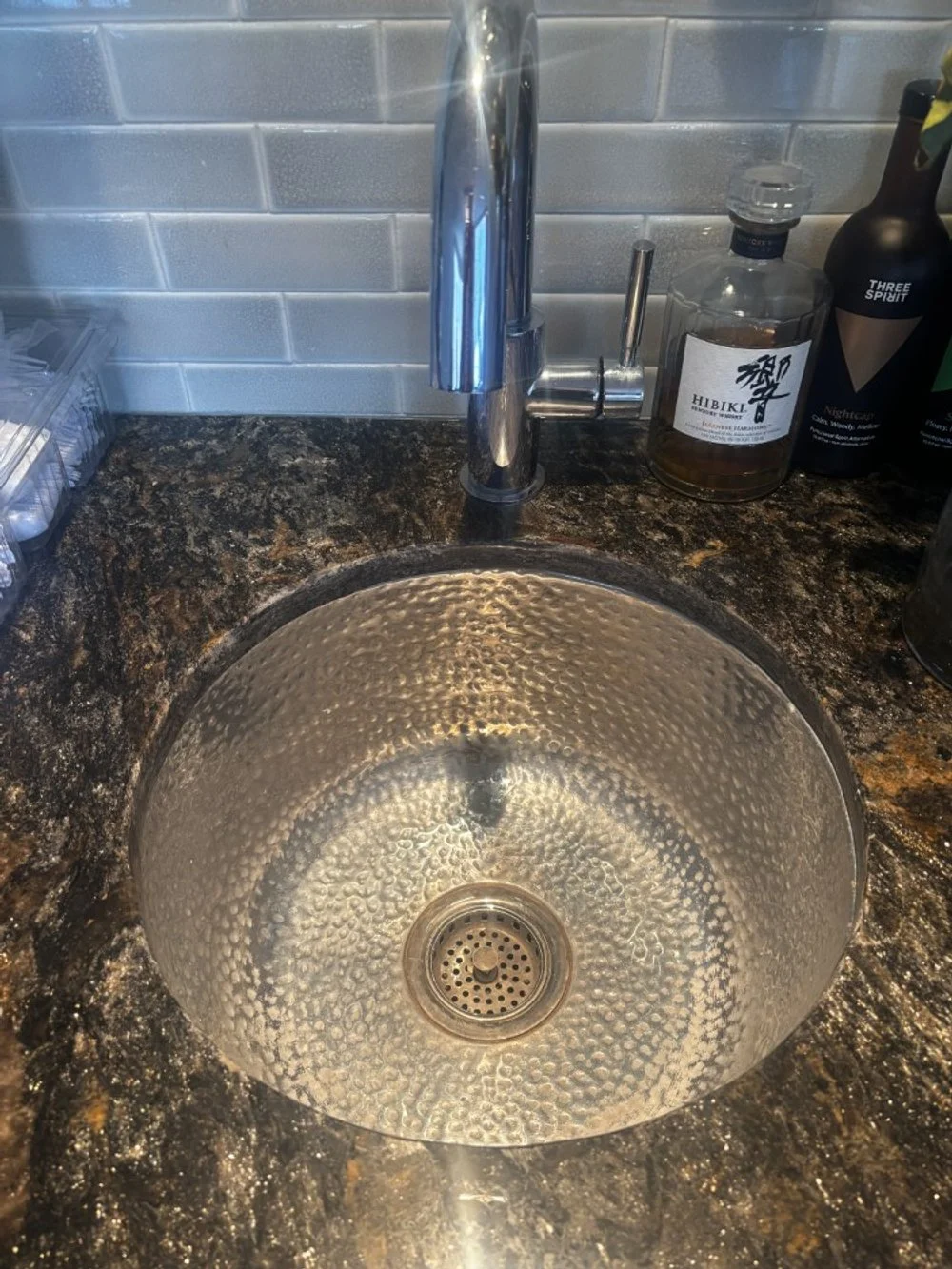 Hammered Copper BarPrep Sink with Faucet & Granite Countertop (2).jpeg