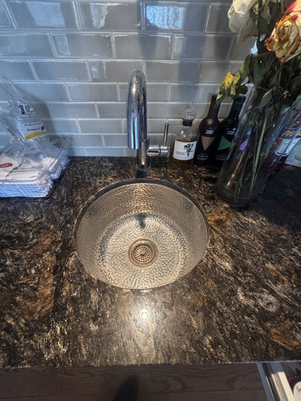 Hammered Copper BarPrep Sink with Faucet & Granite Countertop (3).jpeg