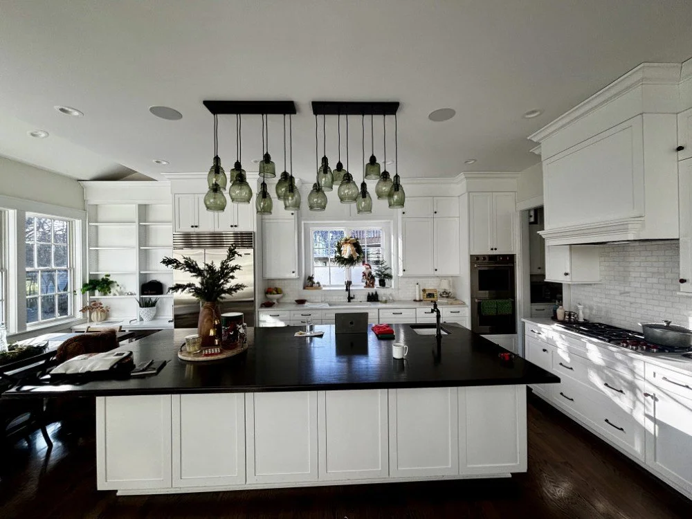 White Inset Shaker Kitchen with Some Appliances  - Romar Custom Cabinetry
