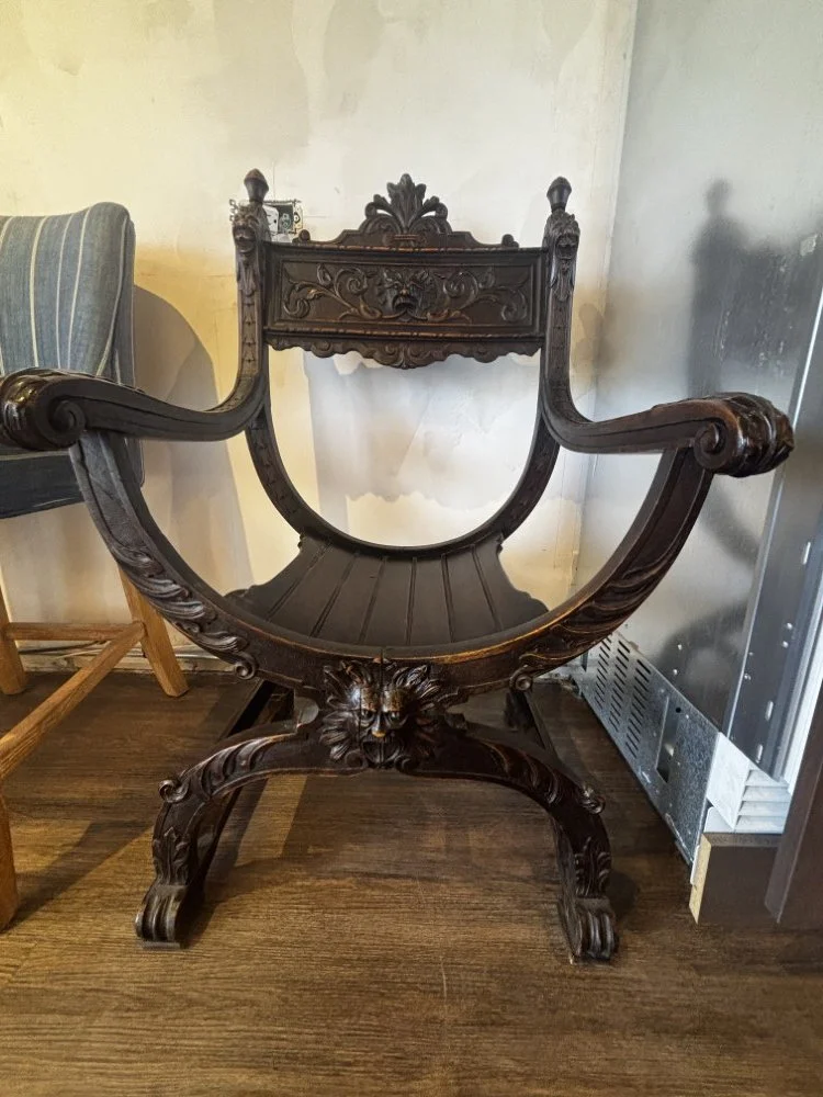 Italian Renaissance Revival Carved Walnut Savonarola Chair (2).jpeg