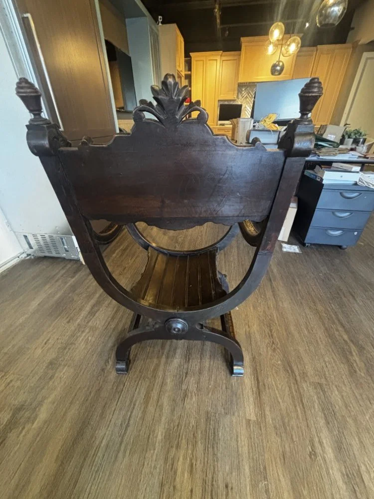 Italian Renaissance Revival Carved Walnut Savonarola Chair (3).jpeg