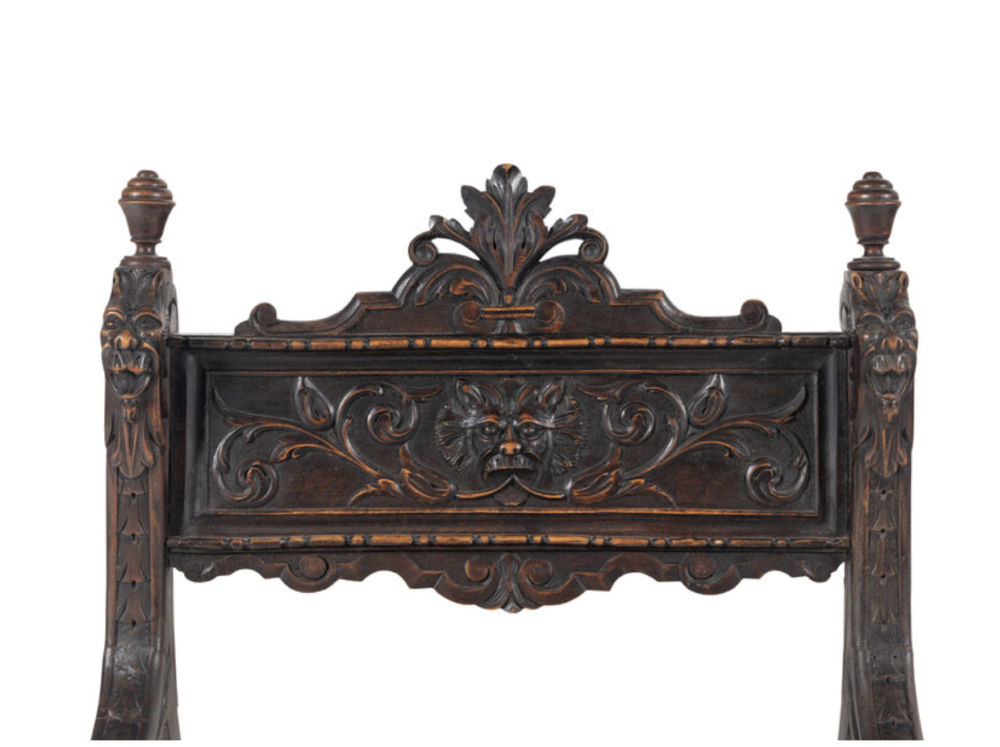 Italian Renaissance Revival Carved Walnut Savonarola Chair (4).png