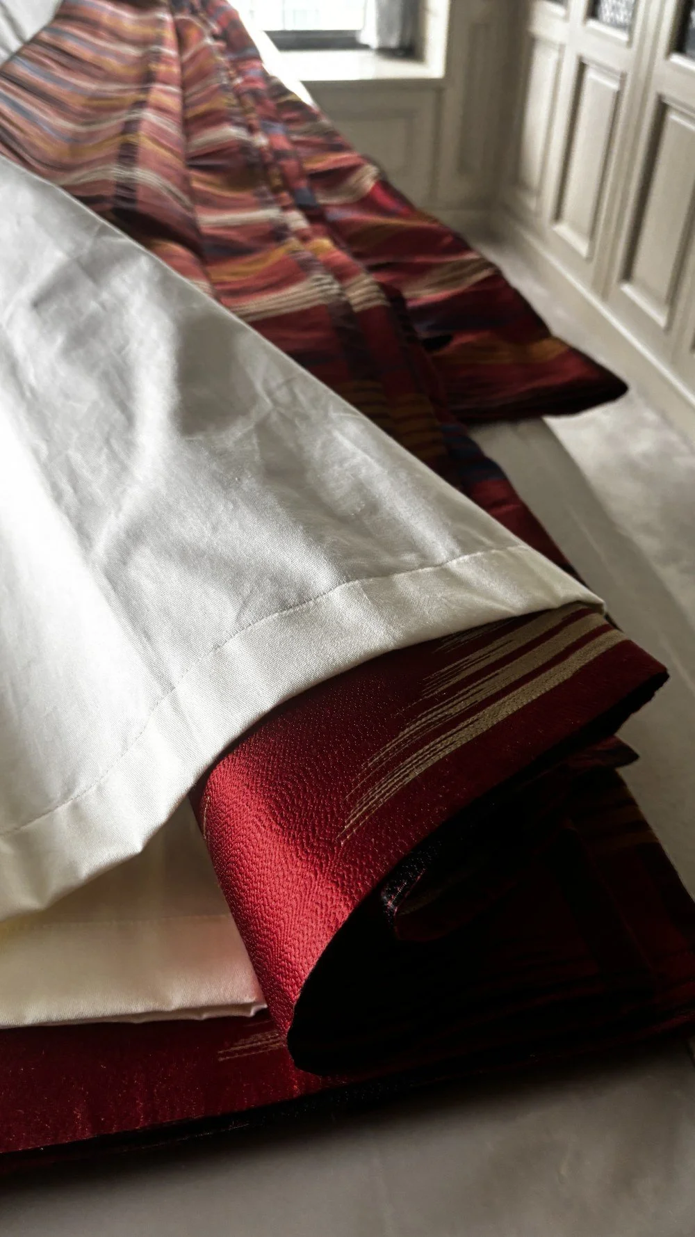 Gorgeous Red Silk with Ivory, Black, Blue & Mustard Strie (19).jpeg