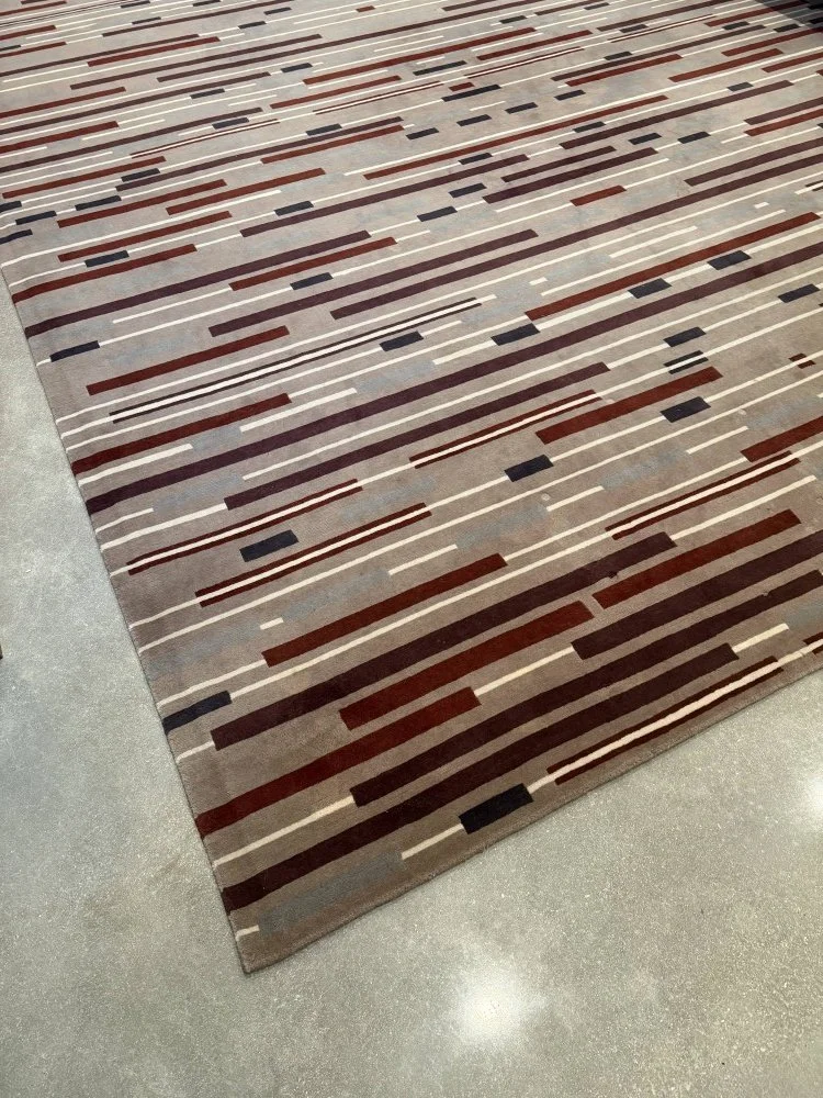 Rug Art NYC "Traffic" Custom Hand-Knotted Wool Rug — 15' x 18'