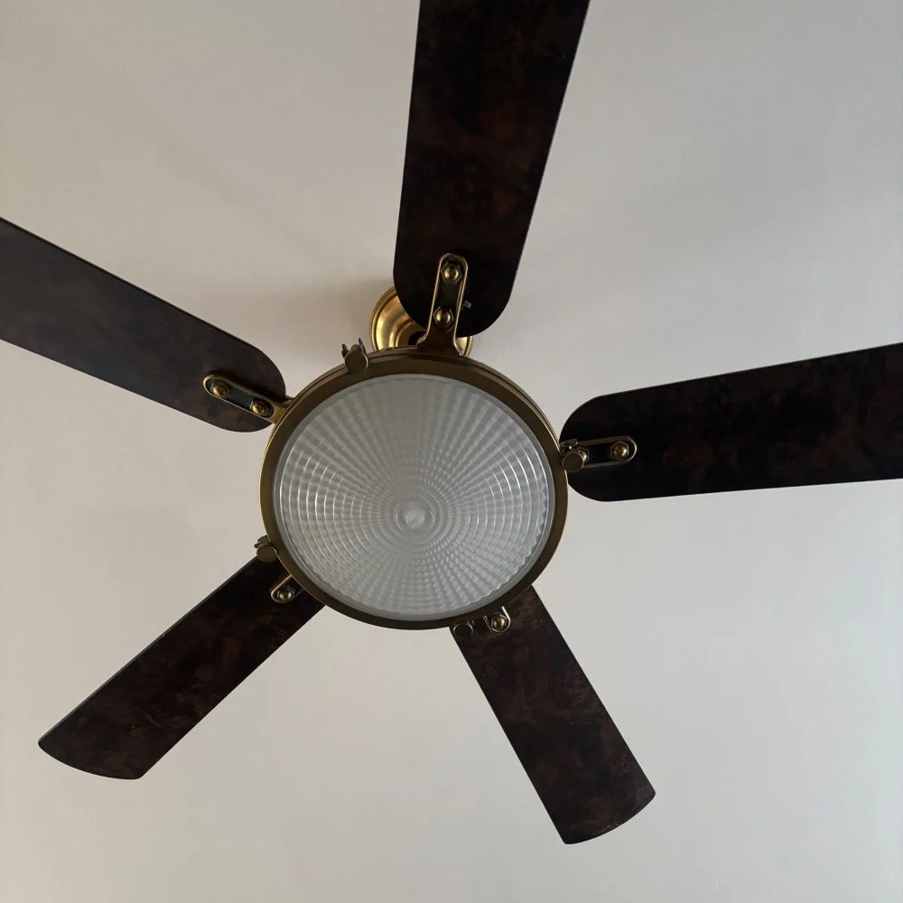 Brass &amp; Glass Ceiling Fan