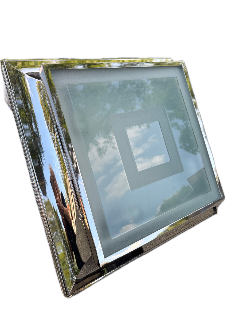 Polished Nickel Architectural Square Flush Mount with Layered Glass (5).png