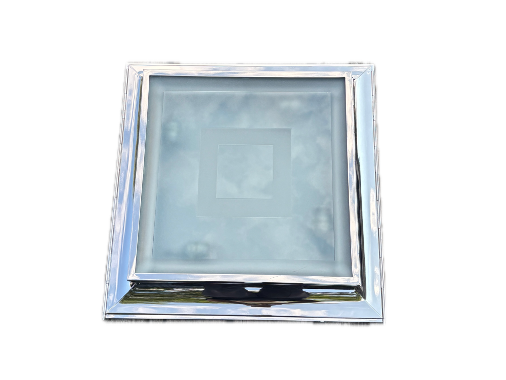 Polished Nickel Architectural Square Flush Mount with Layered Glass