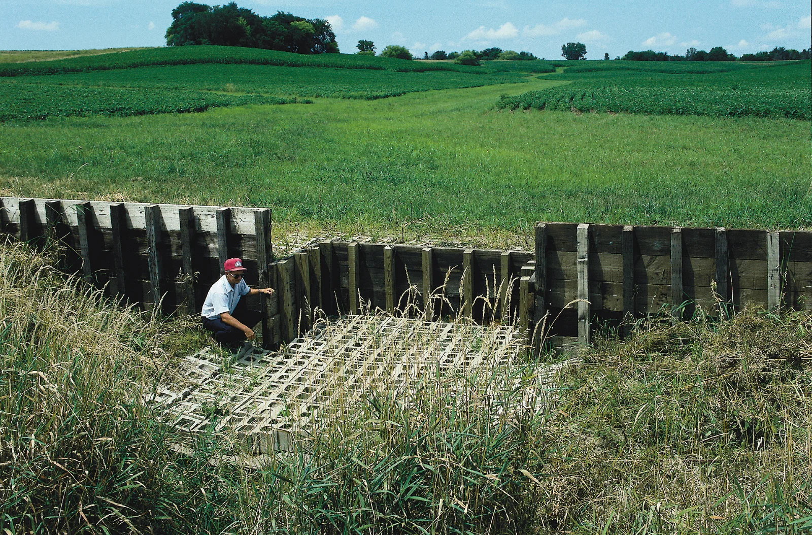 Grass water-way erosion control
