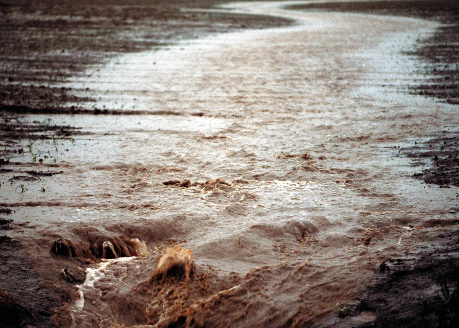 Sediment runoff from farm field