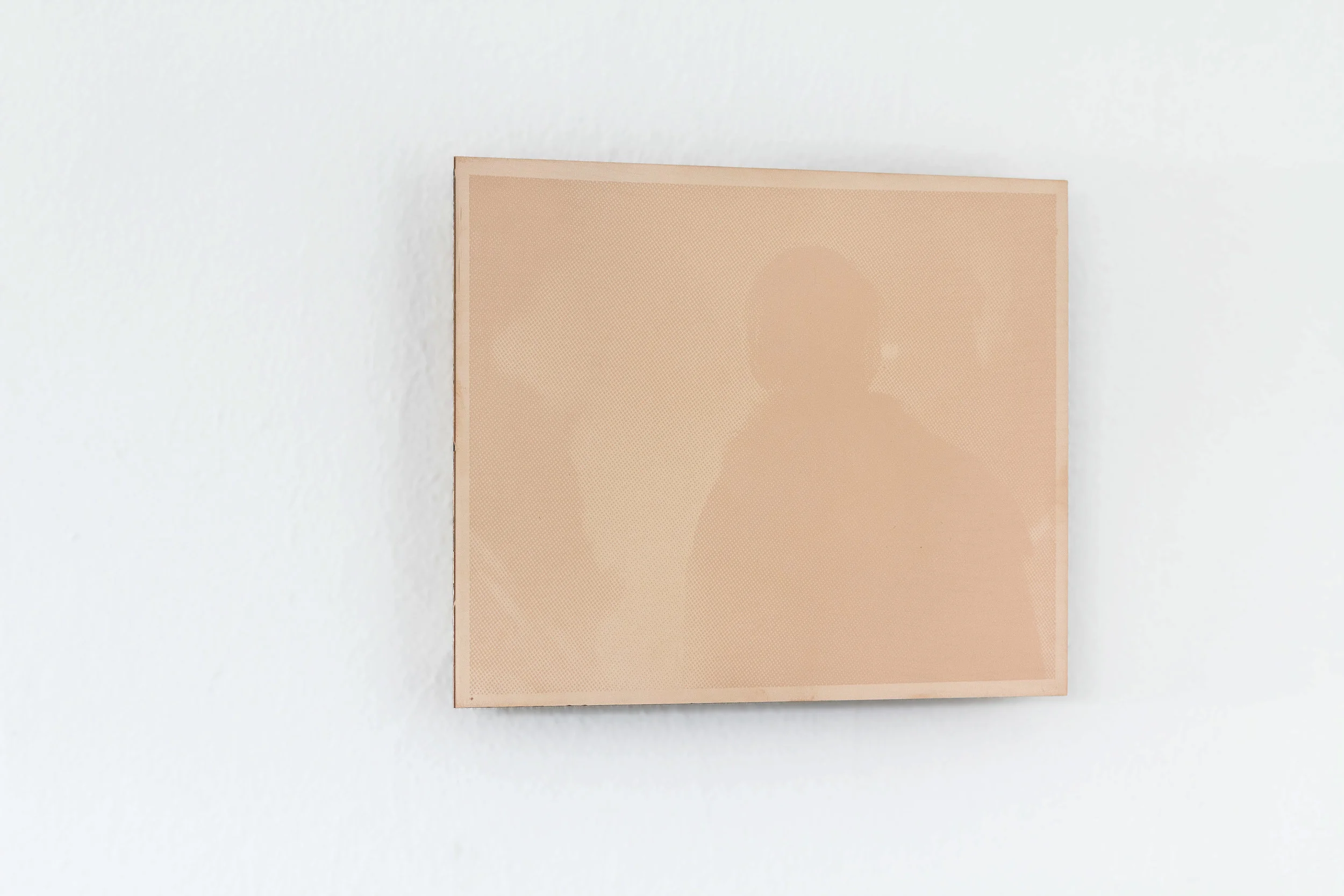 God, help me and save me, 2017 Copper plate, serigraphy with epoxic lacquer, valchromat and wood. 30.5 x 22 cm