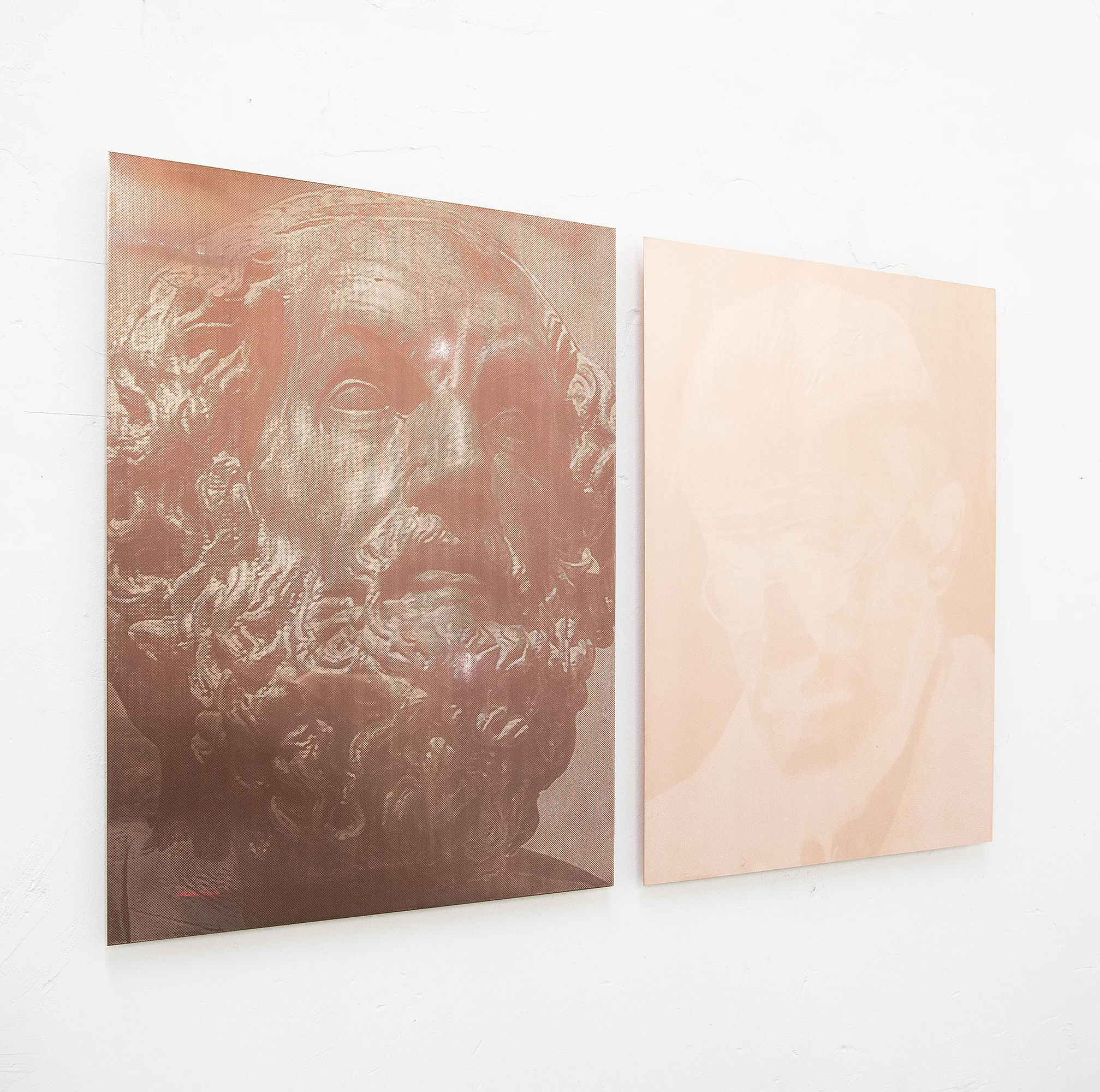 A tale of two sailors, 2019 Epoxic silkscreen print on cooper plate, Valchromat and wood. 58.5 x 81