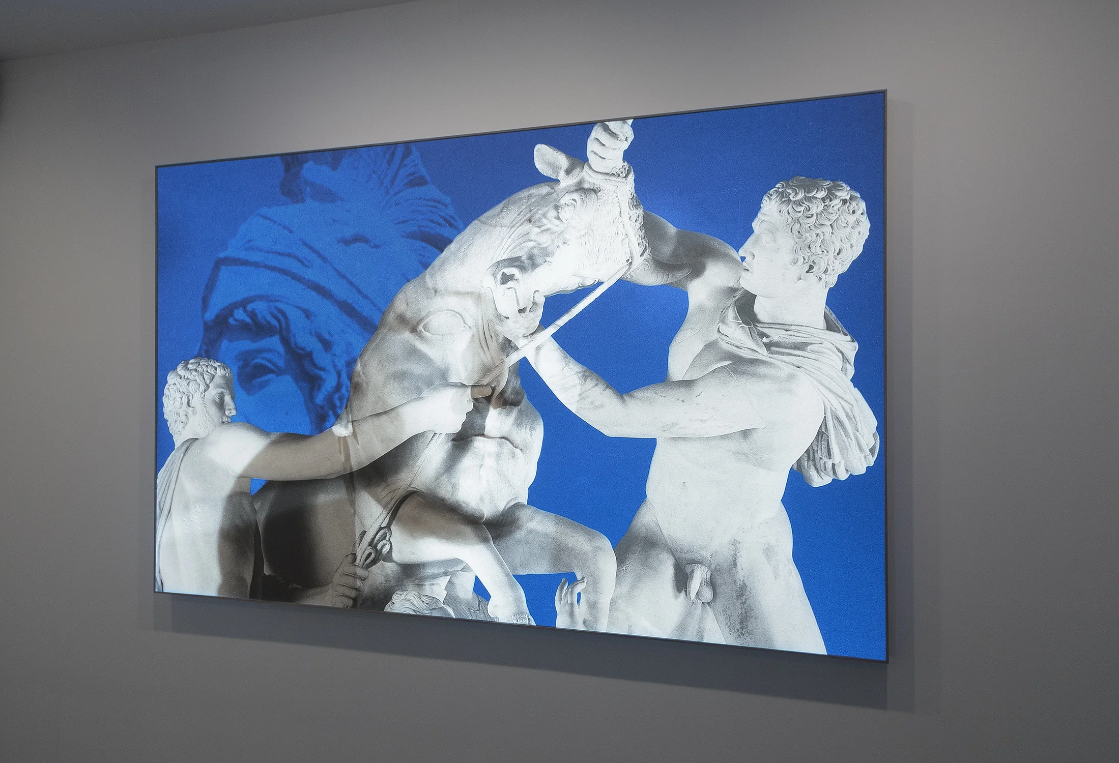 Last year at Capri , 2019 Full HD projection over Inkjet print.Video: H264, 1920 x 1200px, 4:21 min loop. Print: 207.5cm x 130cm.