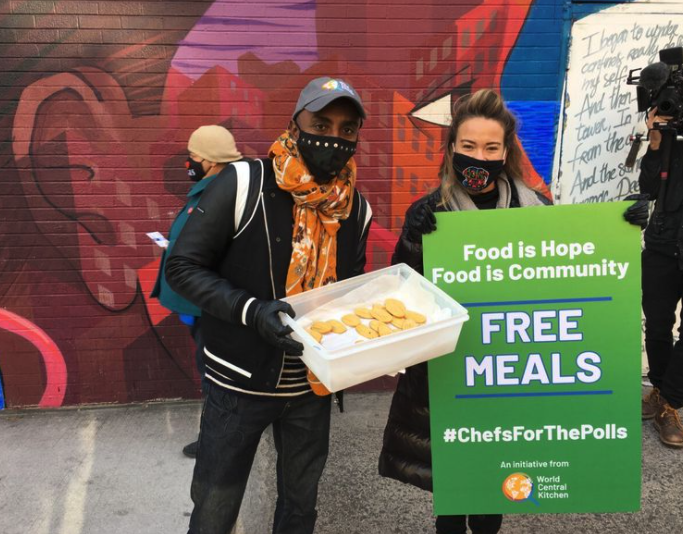 'We have to create change’: NYC celebrity chef Marcus Samuelsson doles out comfort food at Harlem polling site