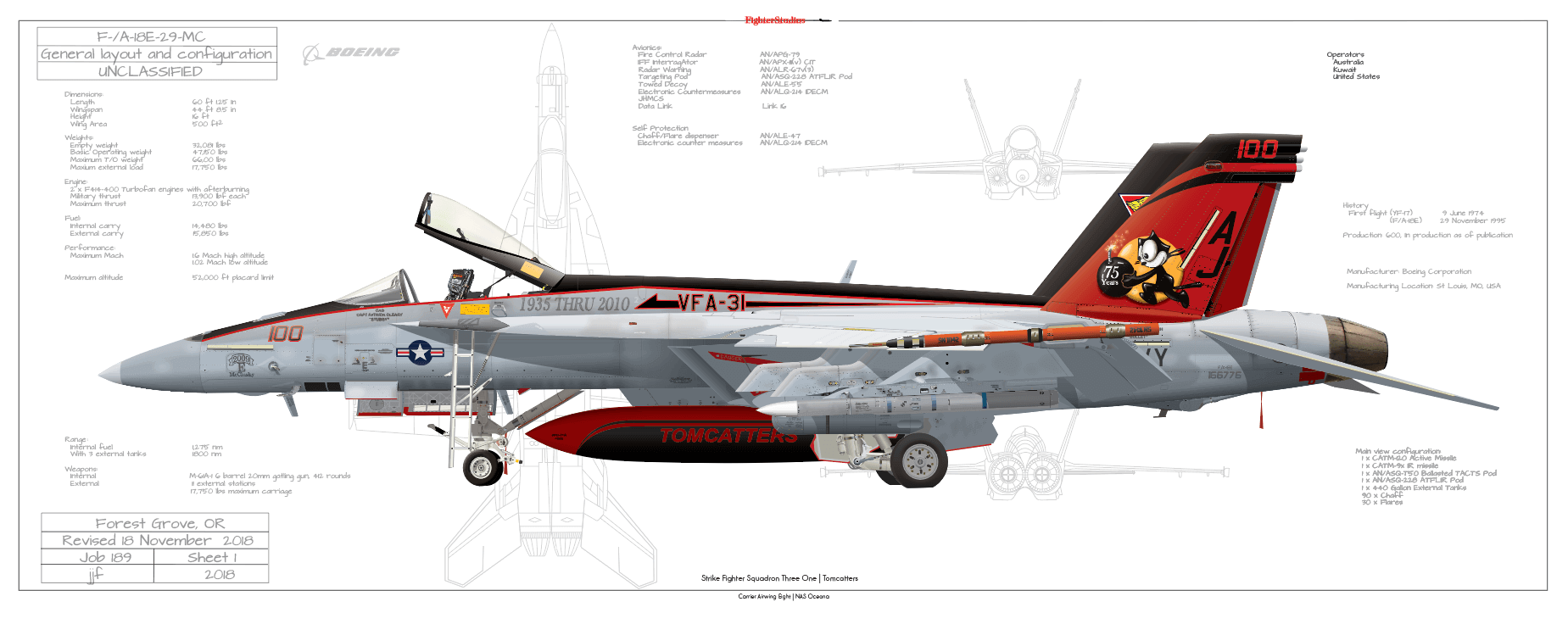 F A 18e Super Hornet Vfa 31 Tomcatters Fine Art Aviation Profile Print Fighter Studios Exceptional Aviation Profile Art