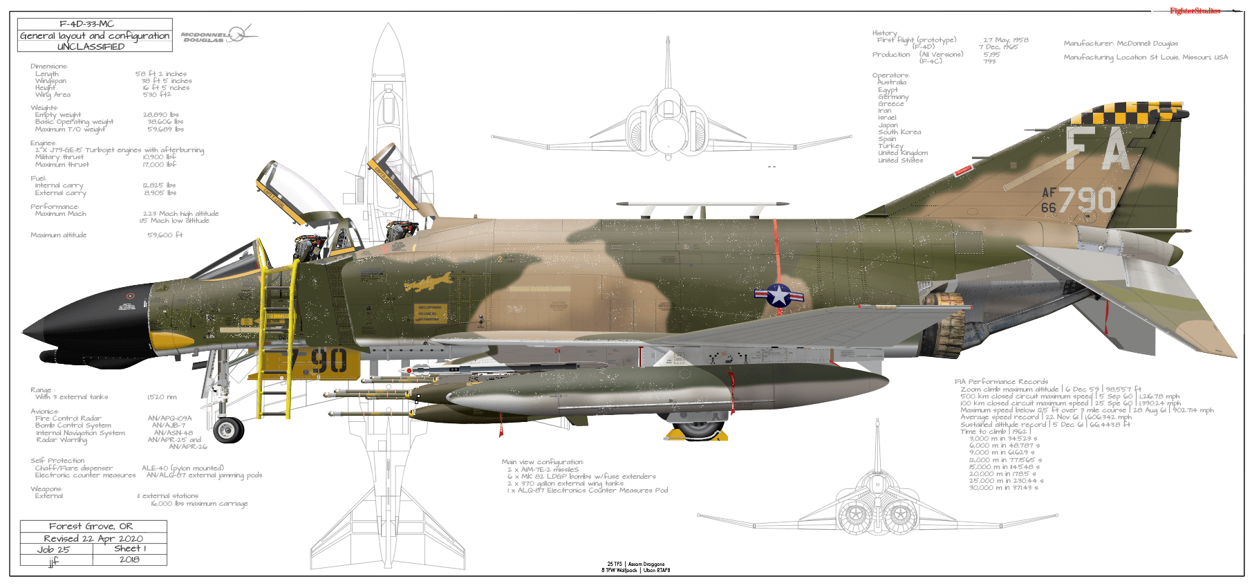 F 4d Phantom Ii 25 Tfs Assam Dragons 8 Tfw Ubon Rtafb Fine Art Profile Prints Fighter Studios Exceptional Aviation Profile Art