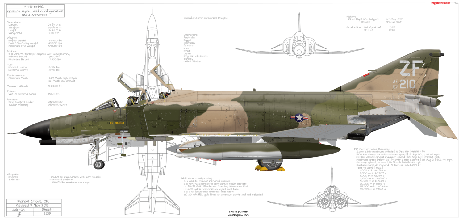 MCDONNELL DOUGLAS F-4 PHANTOM II AC134 ARMY POSTER Poster Print Art A1 A2 A3 