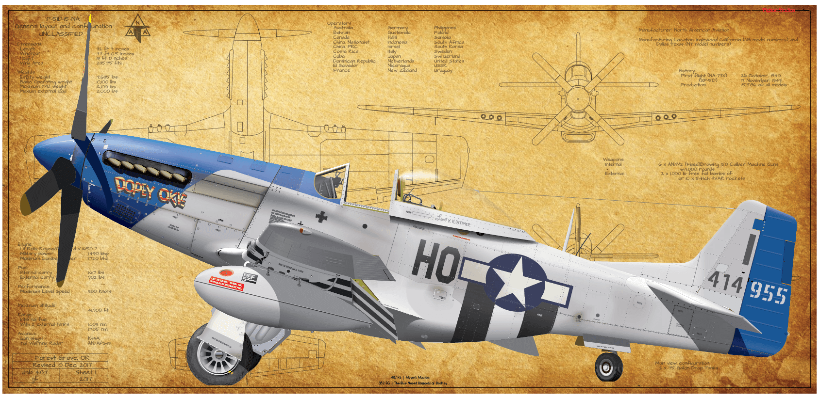 North American P-51D Mustang 352nd Fighter Group Aviation Plane Art Print 