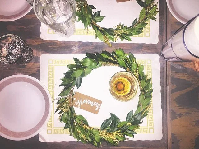 Greek themed holiday dinner for the @whotels team with the help of @crownsbychristy.