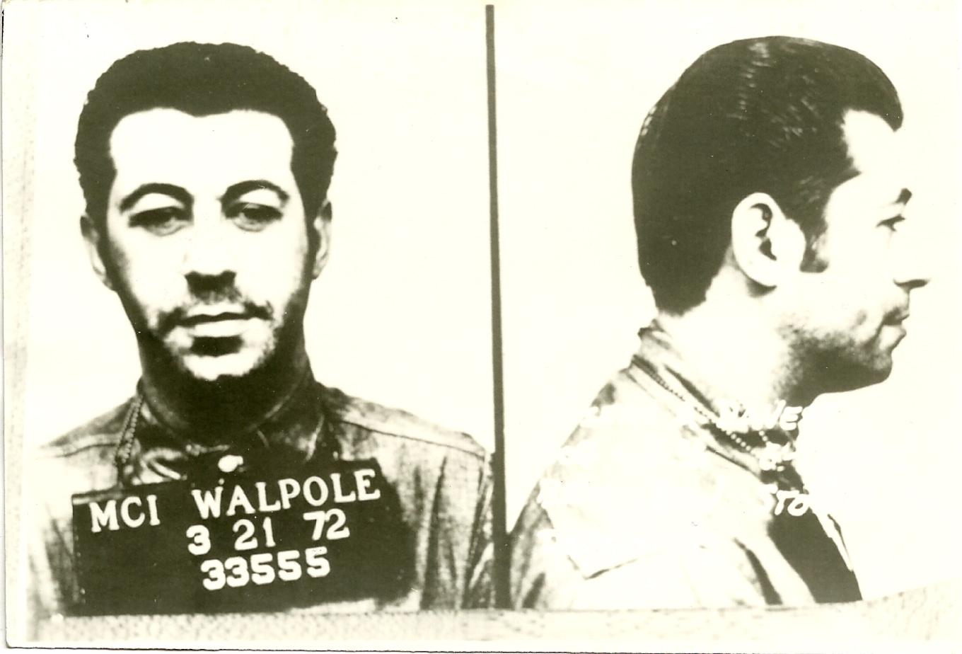 A police mugshot of Joe "The Dancer" Danese taken at Wapole prison in Massachusetts. Courtesy of "The Last Good Heist," Publisher Globe Pequot.