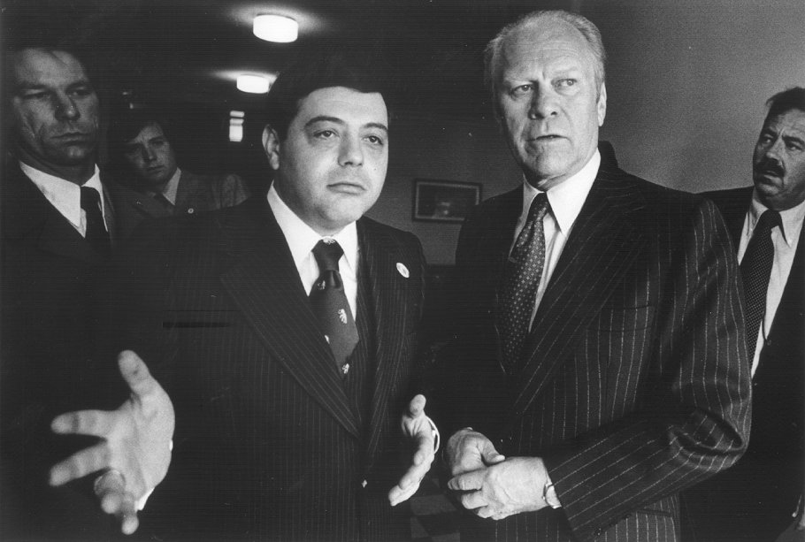 Buddy Cianci with former President Gerald Ford in 1977. Courtesy of the Providence Journal/William K. Daby.