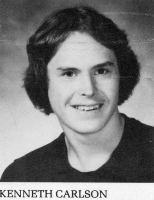 Kenneth Carlson, pictured above in a high-school yearbook photo, was Ronald McElroy's best friend.