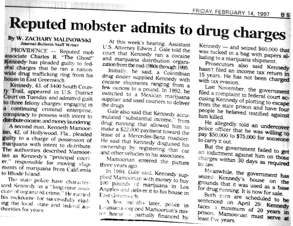 In 1997, Charles pleaded guilty to federal charges related to his cocaine operation. Authorities seized Castle Dracula because the property had been used as a base for drug running. Courtesy of The Providence Journal.