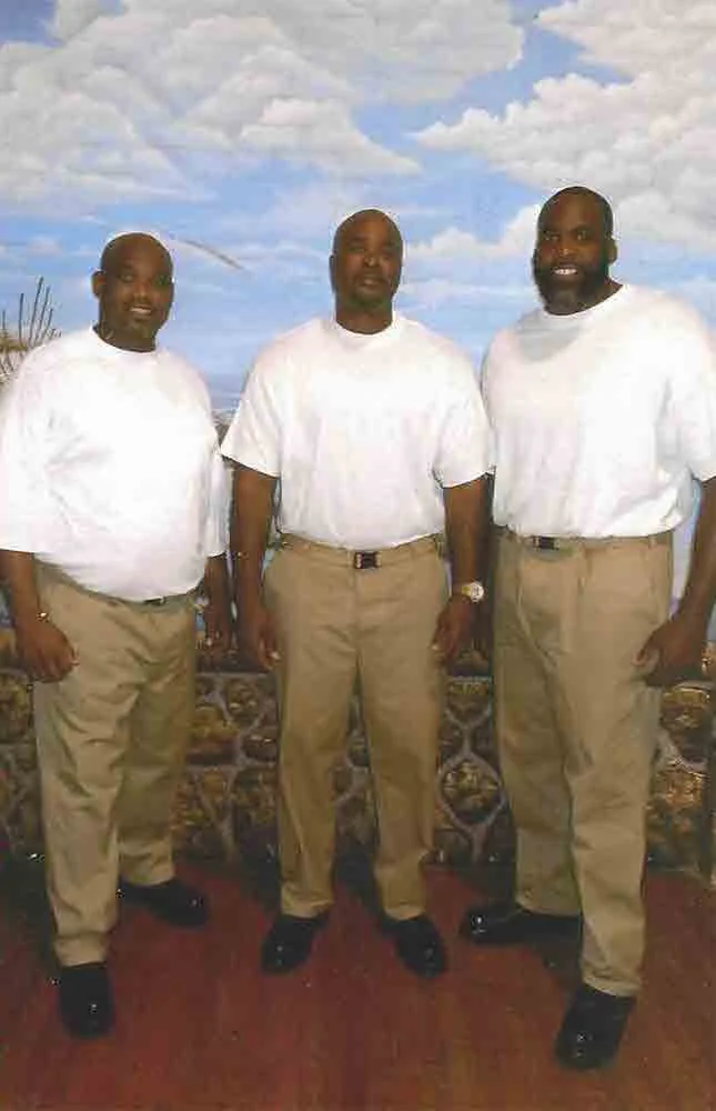 Kwame Kilpatrick, right, with one of his cellmates and another inmate. Kwame says that hearing about the life stories and long sentences of his fellow inmates has been an eye-opening experience. Courtesy of the Free Kwame Project.
