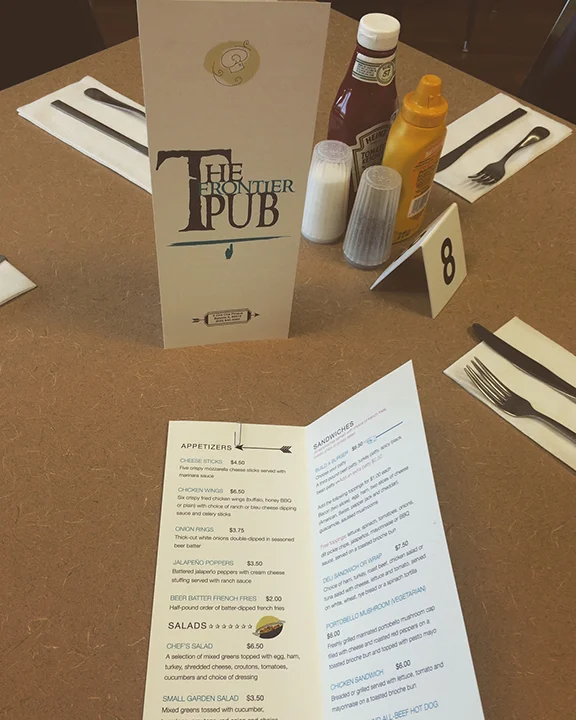 Menu & logo design for The Frontier Pub