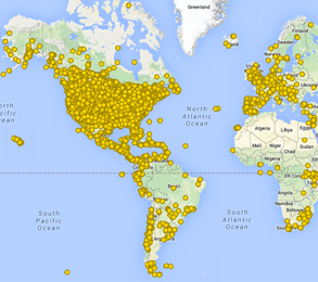 Data mapping from Cornell's Great Backyard Bird Count.