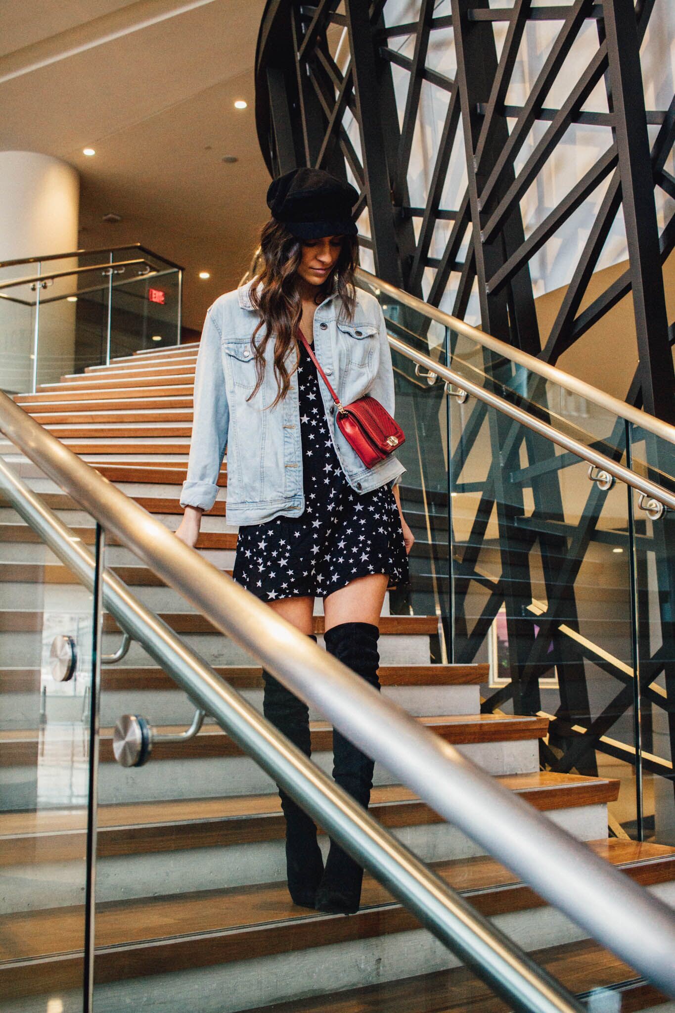 dinner outfit details on on Trends to Try: Newsboy Hat post!