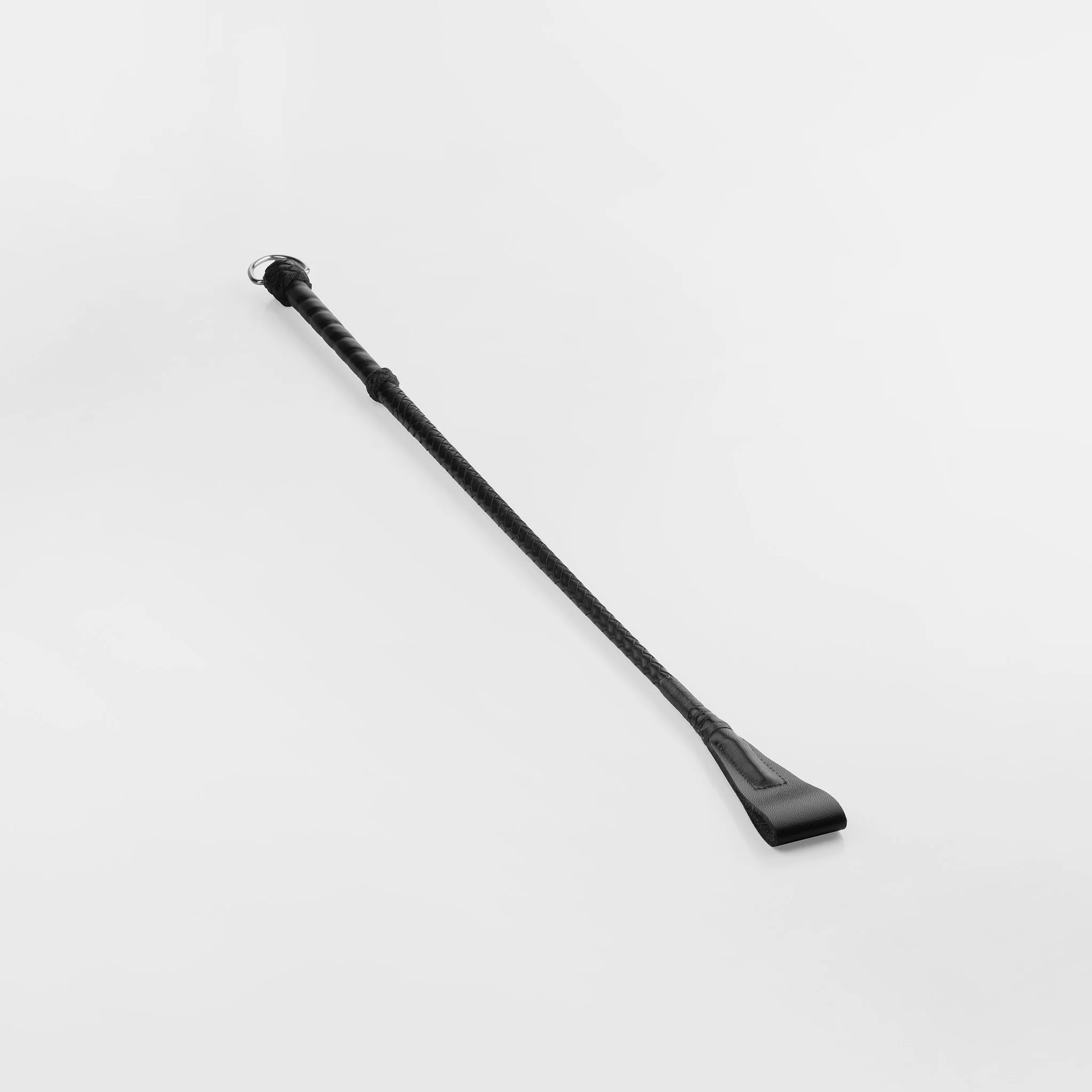 720 mm black leather riding crop with ergonomic handle