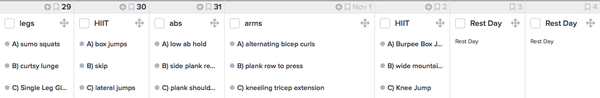 Each week has variation and I give you progressions + modifications as you go! I use the online platform Fitbot to deliver your workouts right to your email - it’s awesome + it gives us a place to communicate & there are exercise videos included to remind you if you forget what it is!