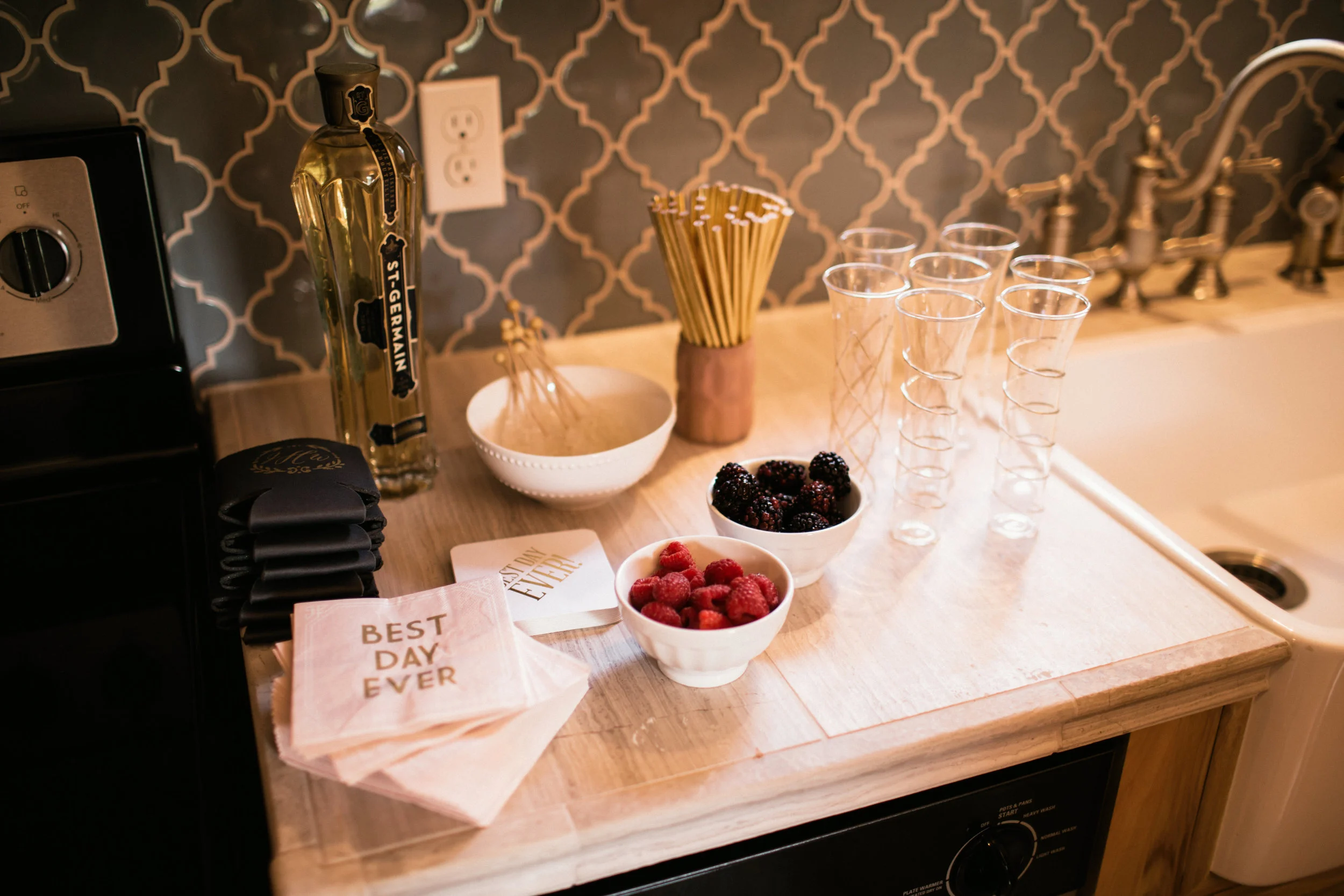 Best. Day. Ever. Some of the littlest touches really make a difference in setting up for a wedding. Fun straws, cute napkins, and glasses make something simple just a little more fun! 