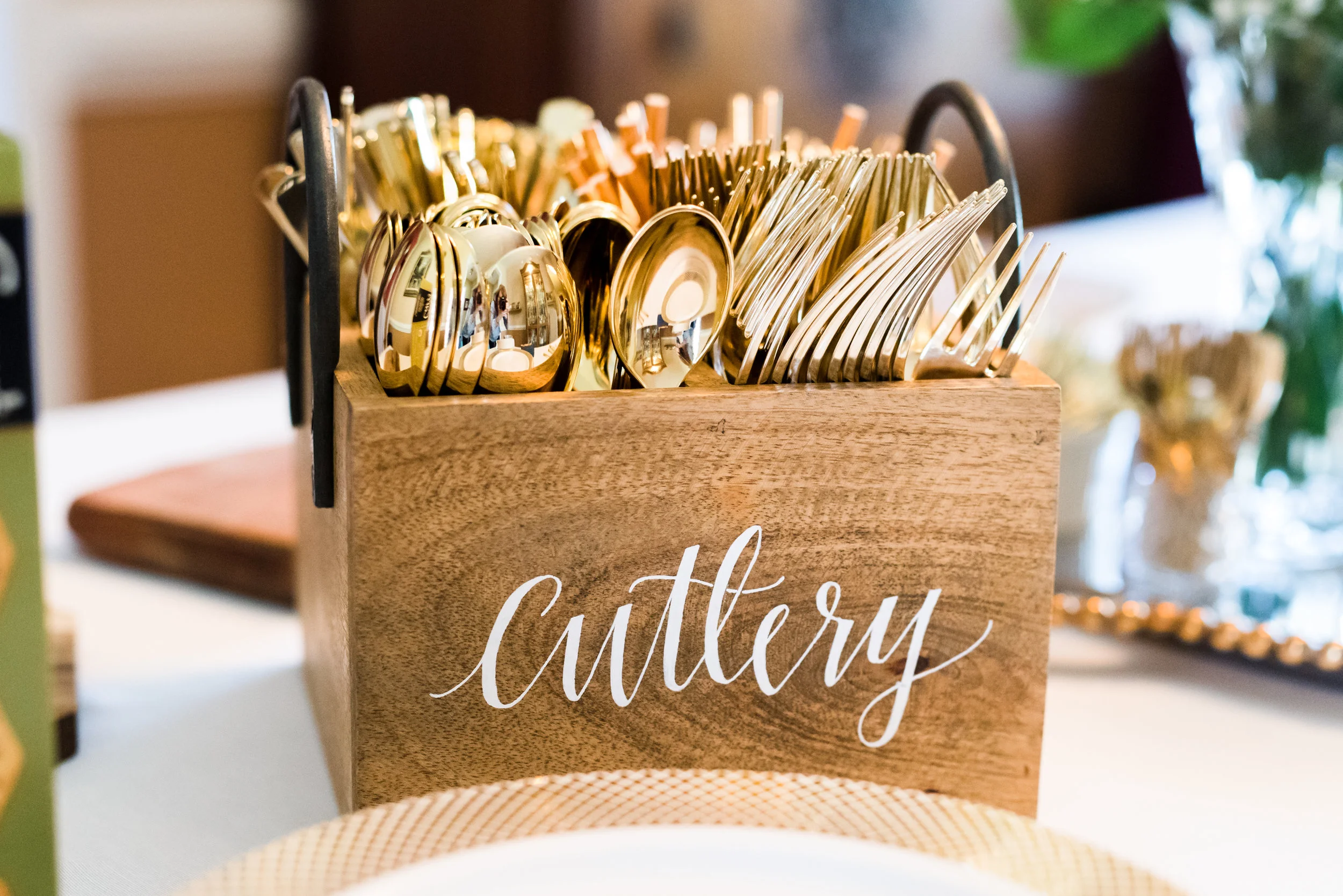 Hand Lettered Cutlery Container