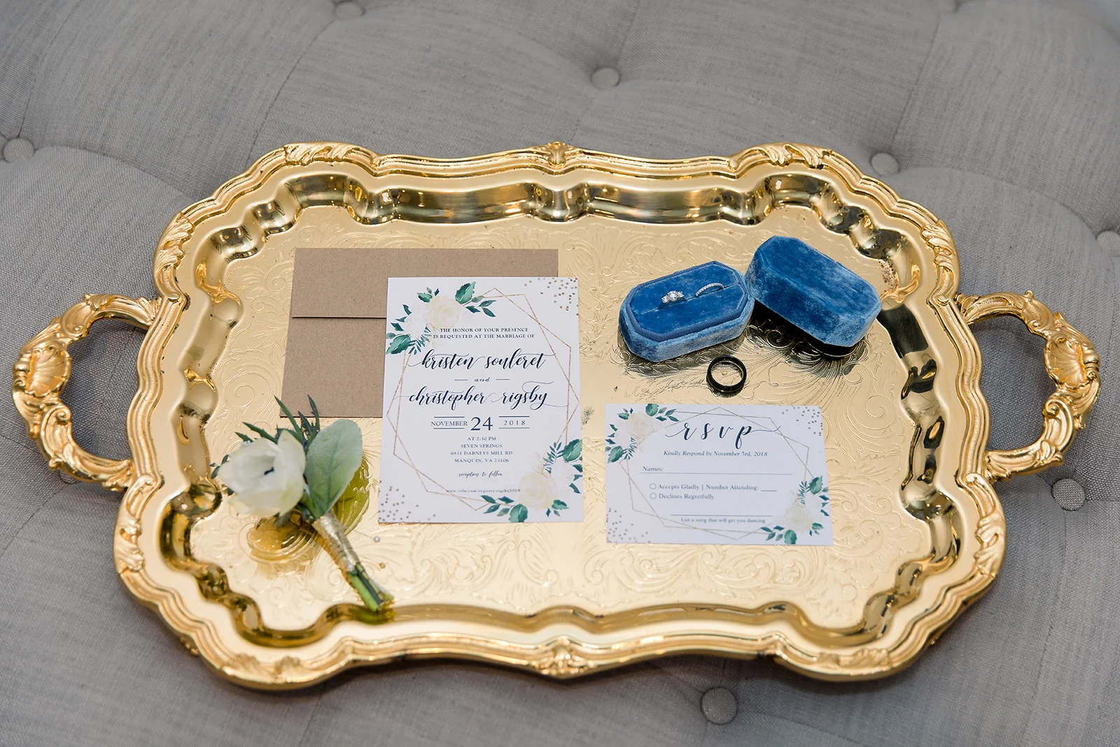 Gold Etched Tea Tray