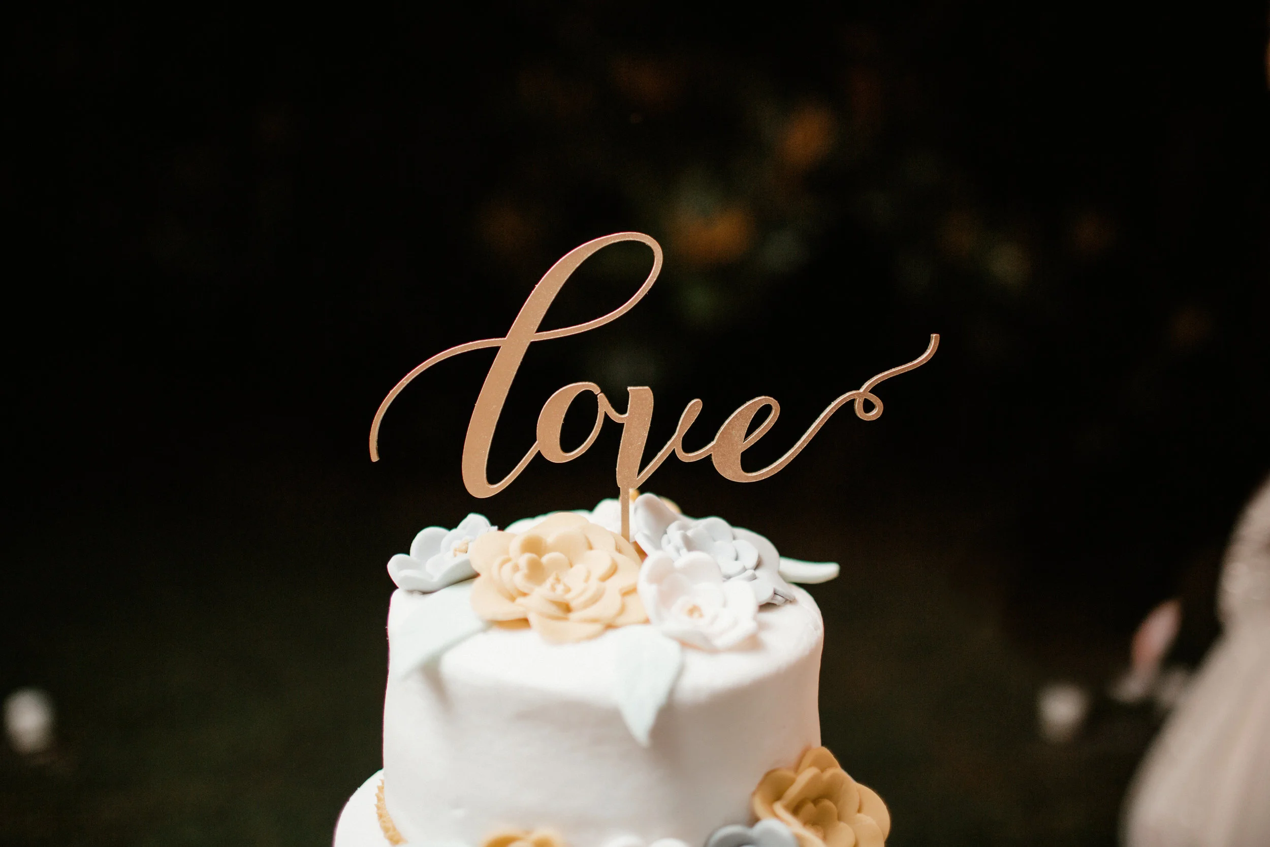 Love Gold Scripted Cake Topper