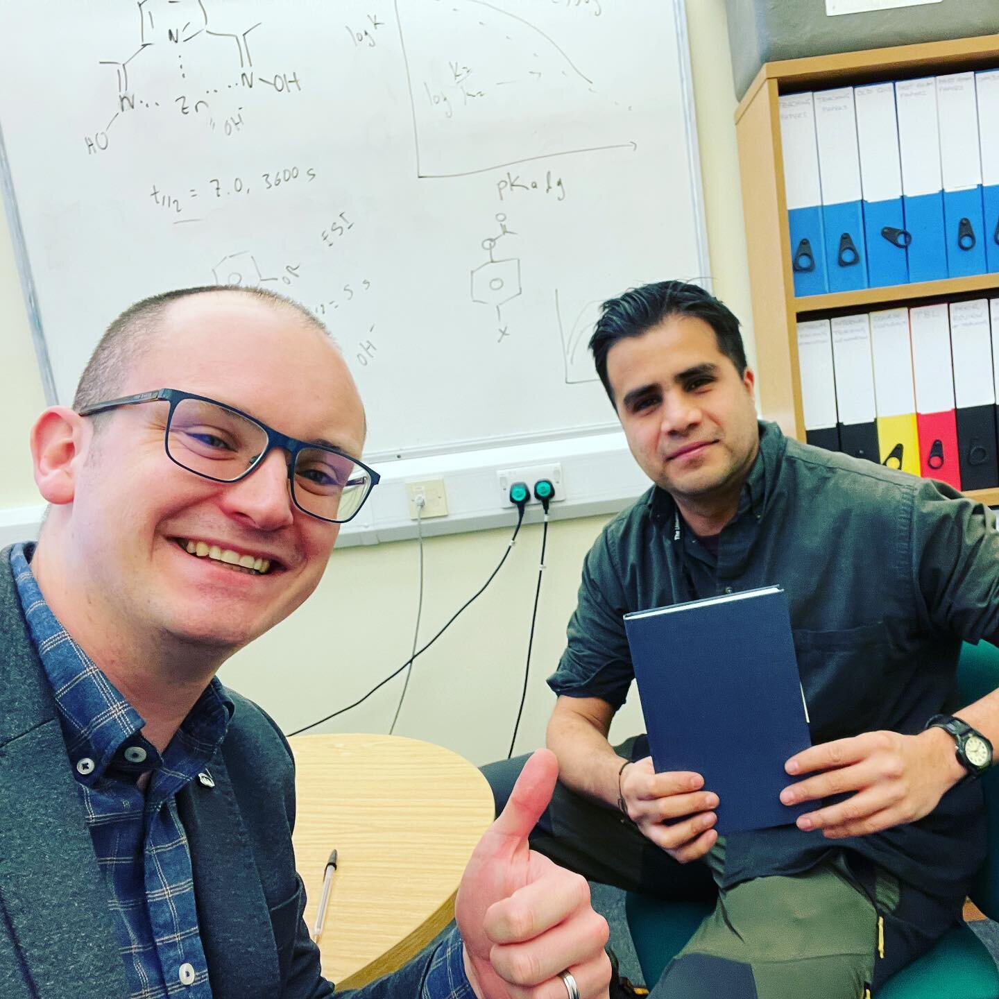 A pleasant surprise at the end of a two-day research trip through @uniofnottingham and @theuniversityofsheffield:

Dr Carlos Lugo joins me for a research meeting. He was holding what I assumed to be his notebook. Instead, it was his hardback copy of 