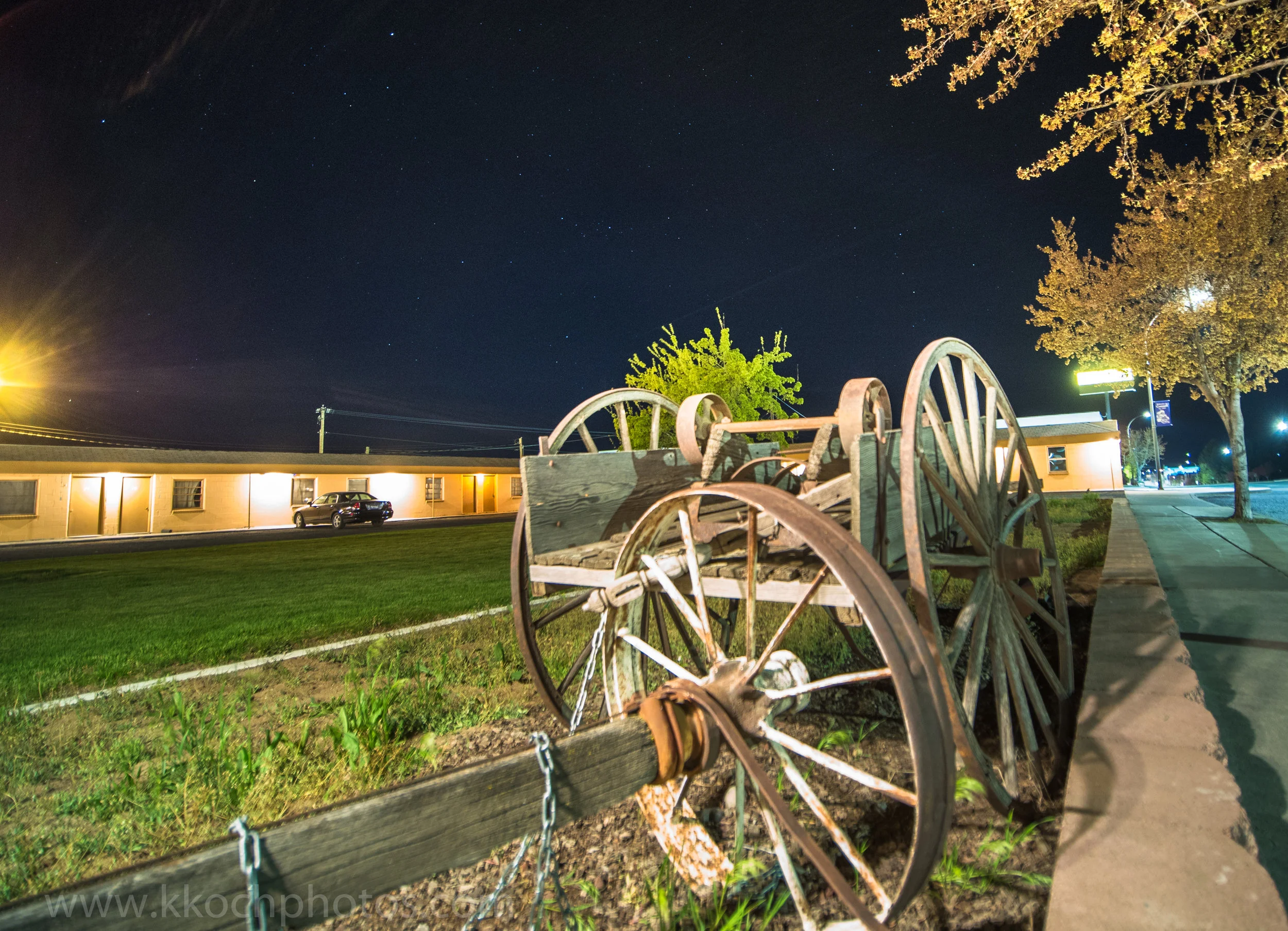 our weird motel in Connell, WA. A bored cop creeped past me three times while I was out night shooting 