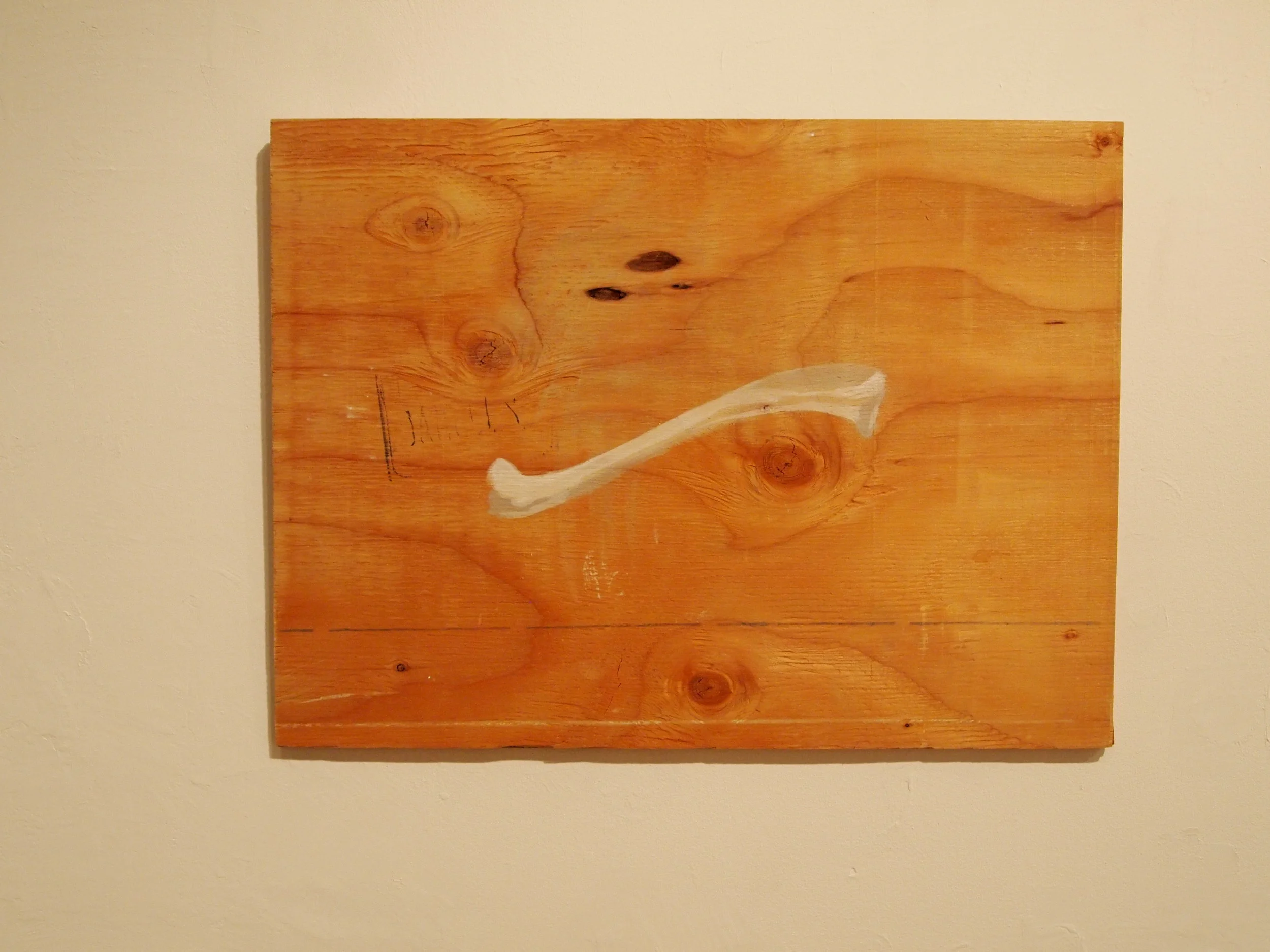  Bone painting on found plywood board 