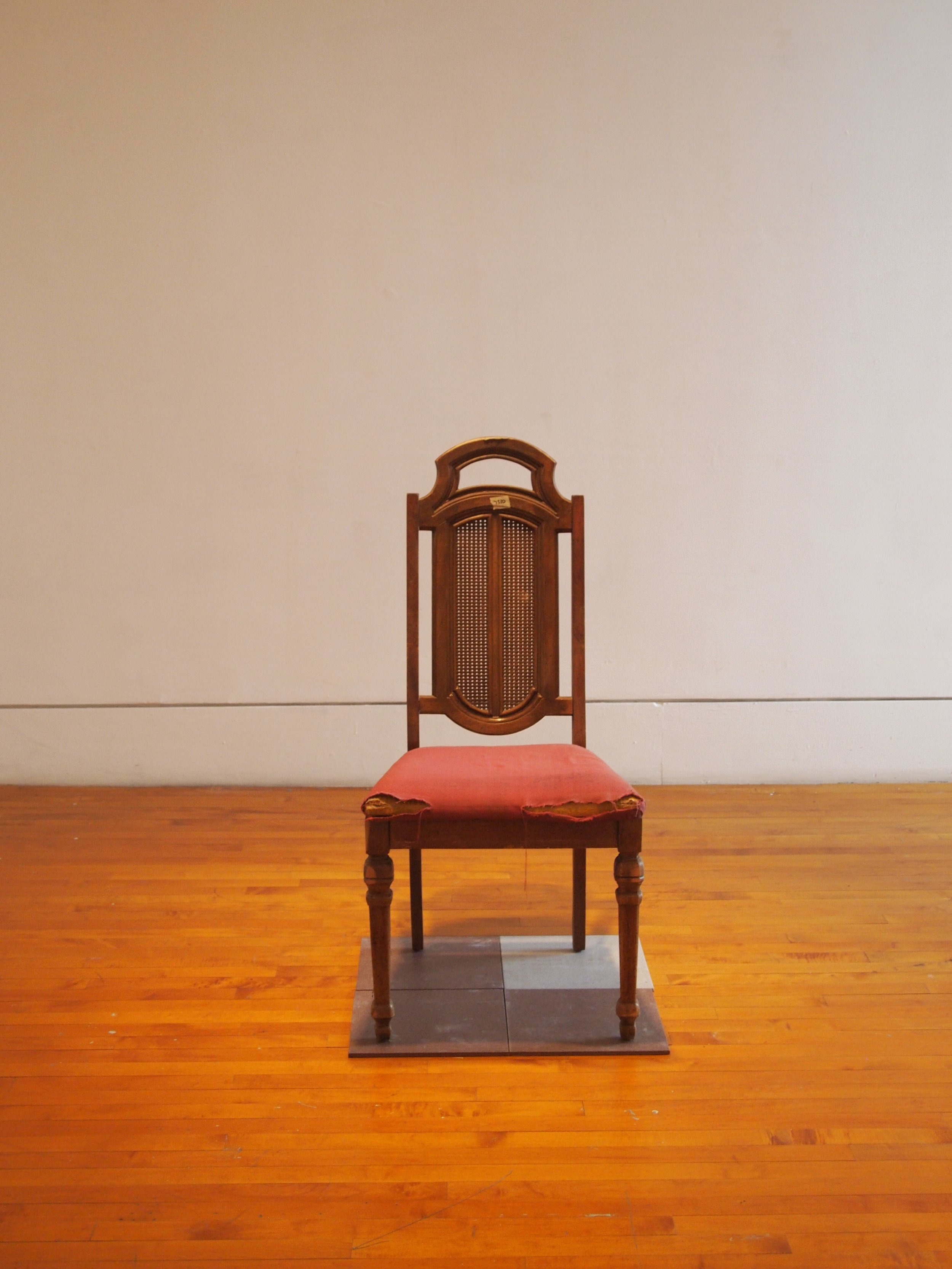  Found roadside chair – reupholstered, plastic back 