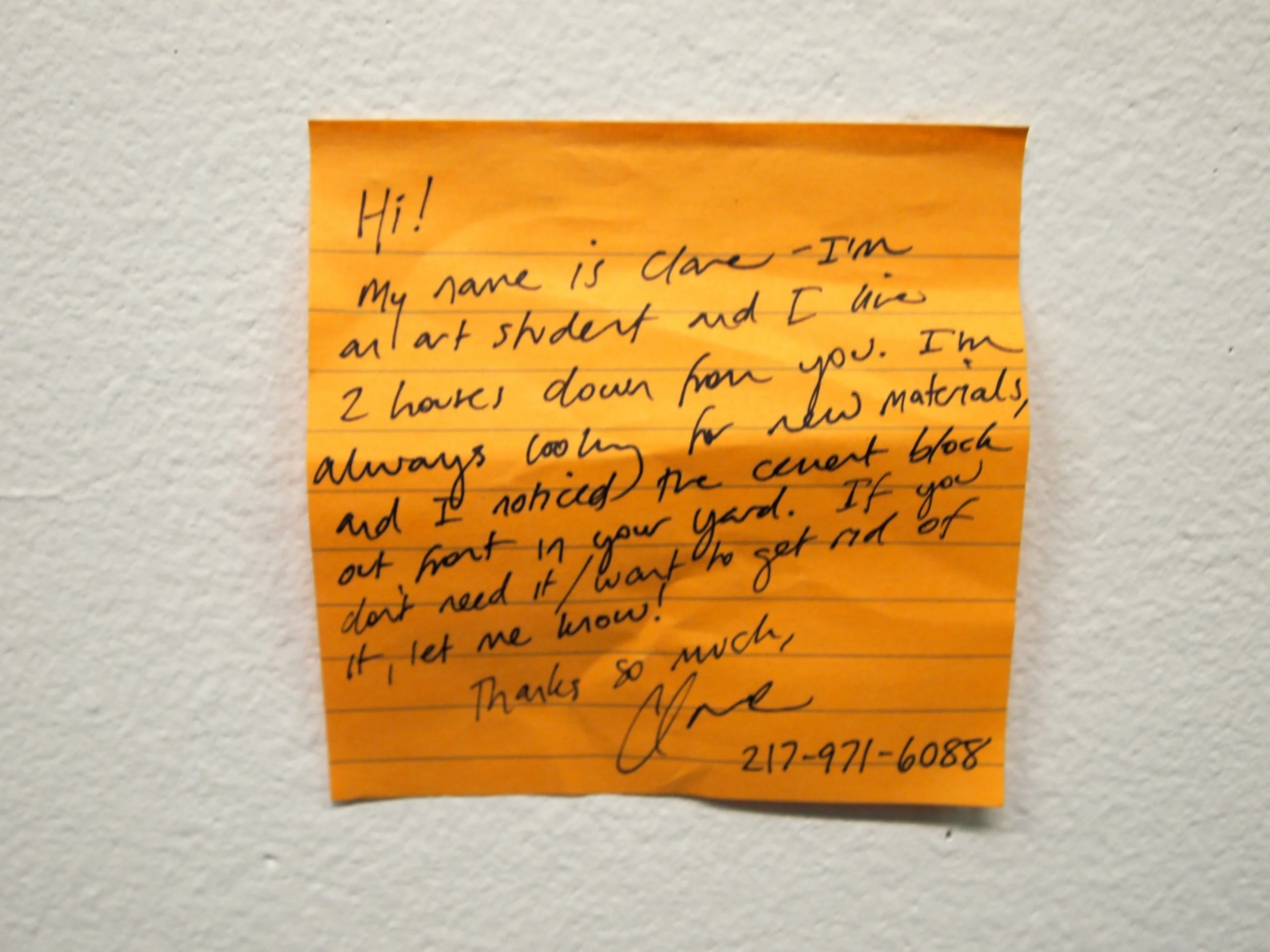 The note I left on my neighbor’s door