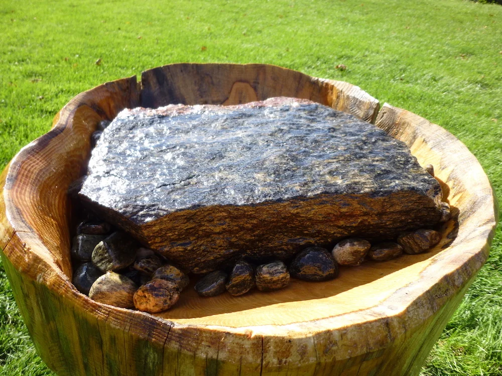 Barn Foundation Stone in Log Slice